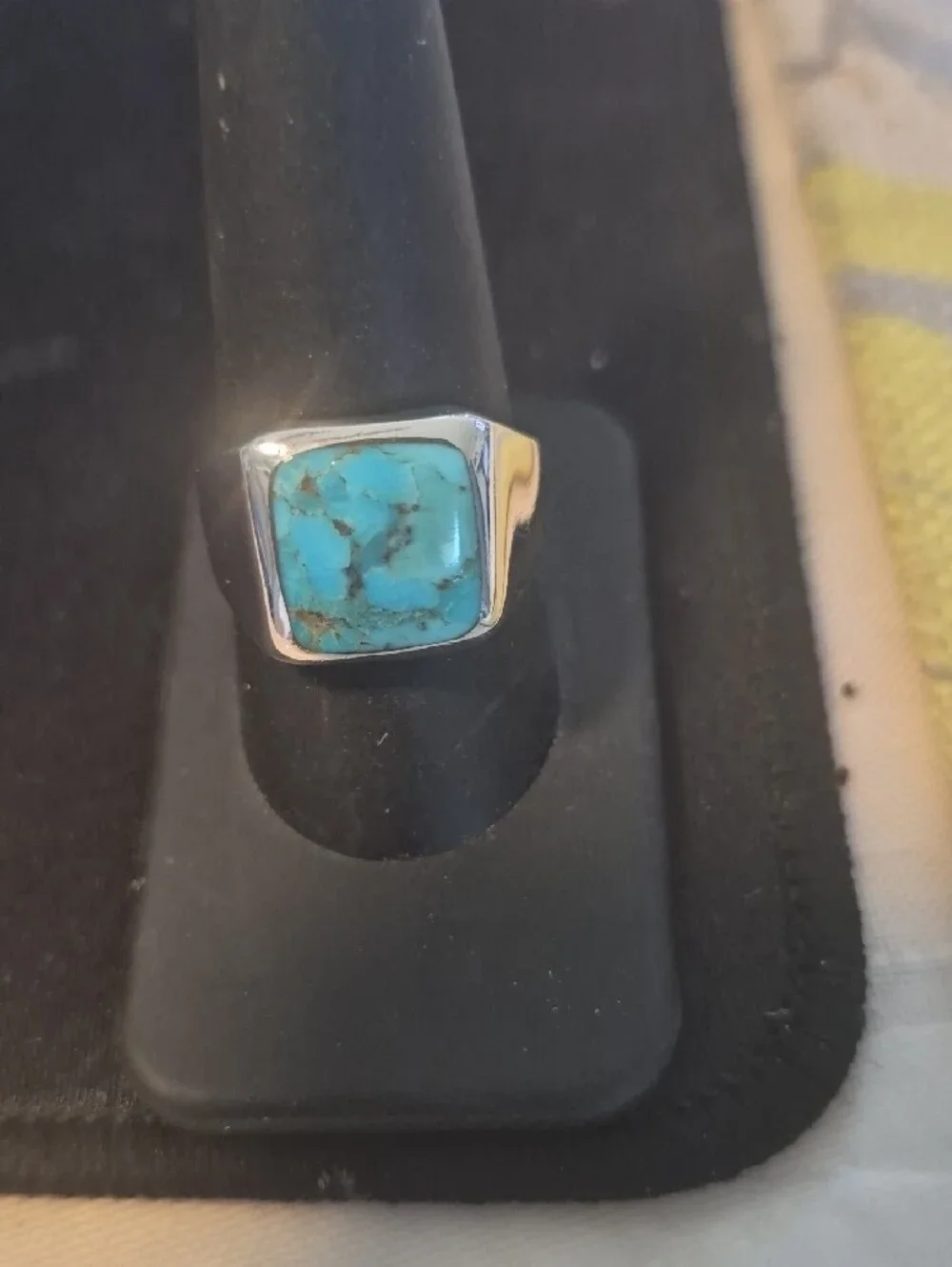 Turquoise Stone Silver Ring - Blue Turquoise Statement Ring